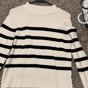 a new day Black and Cream Striped Turtleneck Sweater